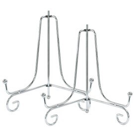 Hordion 2 Pack Plate Stand, 6 Inch Silver Iron Easel Photo Display Stand Plate Holder for Picture Frame Book Tabletop Art Platter