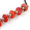 Avalaya Red Coin Shell and Silver Tone Metal Button Bead