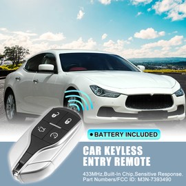 X AUTOHAUX 2pcs 433MHz M3N-7393490 Replacement Smart Proximity Insert Keyless Entry Remote Key Fob for Ghibli 2014-2018 for Quattroporte 2012-2018 for Levante 2017-2020 4 Buttons 46 Chip
