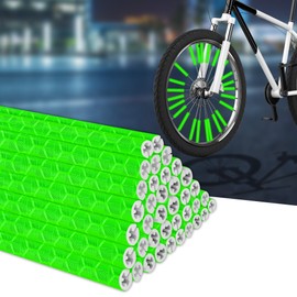 BellaGesundheit Pack of 36 Bicycle Spoke Reflectors, 360° Vision Reflectors for Bicycle, Alternative to Cat's Eyes, Bicycle Reflectors for Common Spoke Wheels (Green)