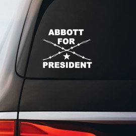Abbott for President Barbed Wire Texas Sticker Decal Notebook Car Laptop 5.5"x4.5" (White)