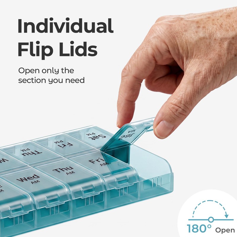 7 Day Pill Organizer 2 Times a Day, XL Large