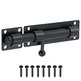 Sayayo Sliding Bolt Gate Latch Black Heavy Duty Stainless Steel Door Lock Door Bolt, 6 Inch Solid Bolt Door Lock Latch with Padlock Hole for Wooden Gates Garden Shed Locks, CMS8000-B