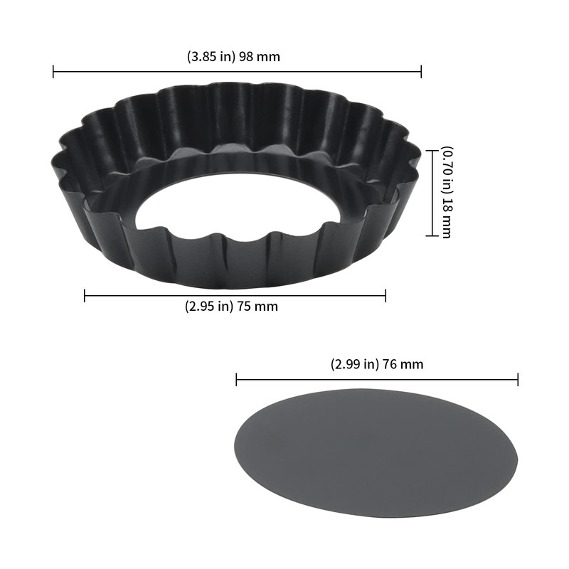 KEILEOHO 12 PCS 4 Inch Small Flan Tins, 10cm Mini
