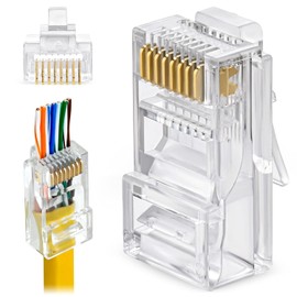GTZ Conectores Pass Through RJ45 Cat6 - Paquete de 50 | Modular Plug para Cable de Ethernet UTP Sólidos o Trenzados