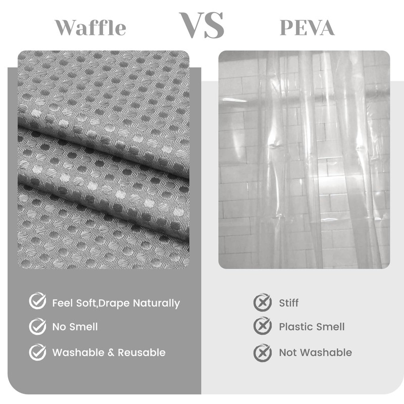 SORTTO No Hook Shower Curtain with Snap in Liner Set