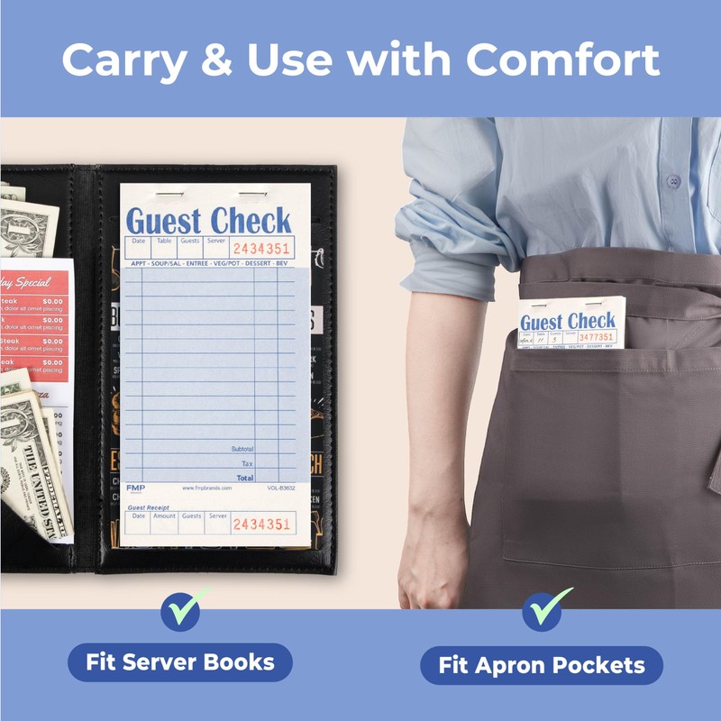 FMP Brands Guest Check Books for Servers, Server Note Pads