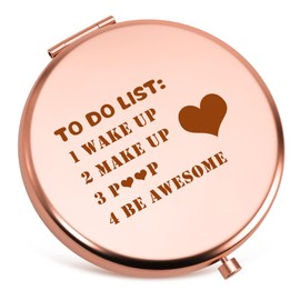 Funny Gifts for Women Compact Mirrors Funny Birthday Gifts For Women Best Friend Sister Daughter Girls Friendship Gifts For Female Friends Unique Christmas Birthday Folding Makeup Mirror Rose Gold