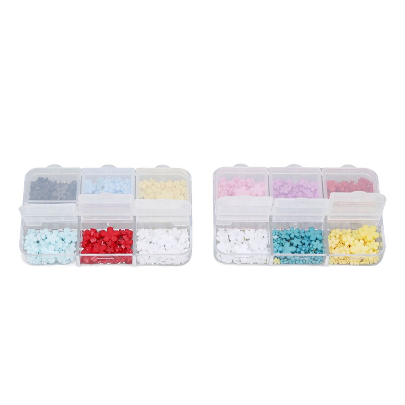 2 Boxes 12 Grids 3D Flower Nail Charms Resin DIY