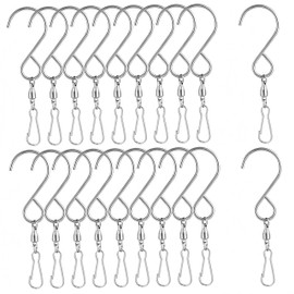 Shoyisenka 20 Stainless Steel Rotating Hooks, Heavy-Duty Hanging Hooks, Suitable for Wind Chimes, Wind Decorations, Sun Traps and Flower Baskets.