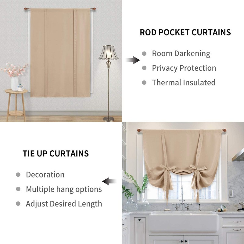 DWCN Blackout Curtains-Tie Up Shade for Window Thermal Insulated Room