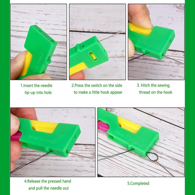 Automatic Needle Threader for Hand Sewing, Embroidery, Cross Stitch, Plastic,