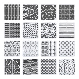 ECSiNG Geometric Stencils Set for Scrapbooking Tiles Furniture Wall Floor Decor Craft Drawing DIY Art Supplies 20 x 20 cm 16 Pieces