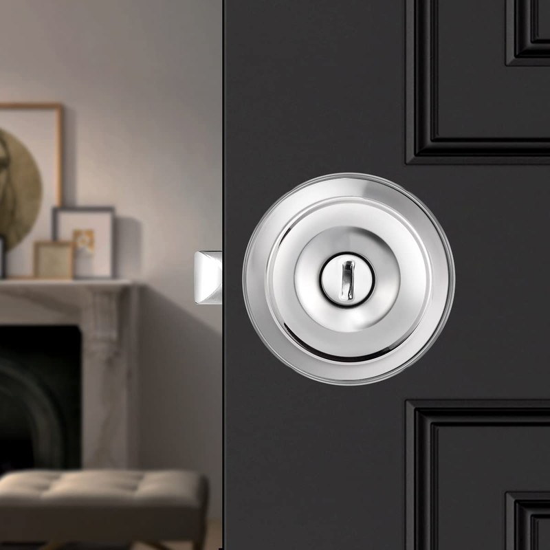 Probrico Door Knob Polished Chrome, Door Handles with Round Knob,