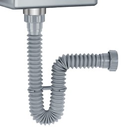 Flexible P-Trap for Kitchen Sink, 1-1/2 and 1-1/4 inch Drain Pipes, Adjustable Connections (1)