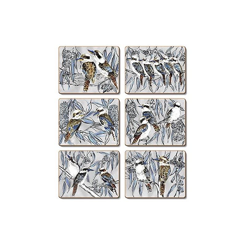 Cinnamon Kookaburra Laugh Coasters 6 Pieces Set