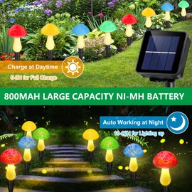 ReyeeInc Mushroom Solar Lights Outdoor, Cute Garden Mushrooms Outdoor Decor Stake String Lightings Waterproof with 8 Lights and 8 Modes for Outside Back Yard Lawn Flowerbed Gnome Decorations (8 in 1)