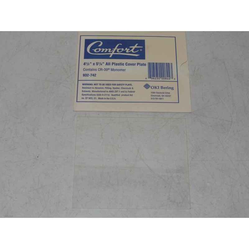 Comfort 932-742 4.5" x 5.25" Clear Plastic Cover Plate -