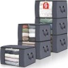 6 Pack Thick Fabric Foldable Blanket Storage Bags Clothes Storage
