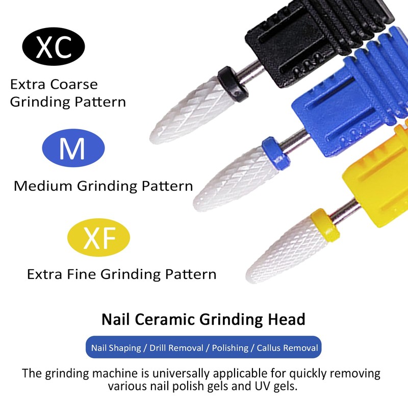 Ryaupy 3 Piece Ceramic Nail Cutter Bits Set - 3/32