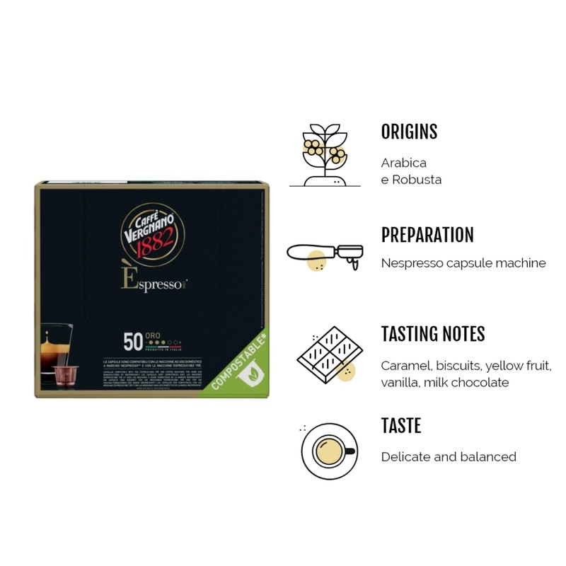 Caffè Vergnano 1882 , Compostable capsules compatible with Nespresso® –