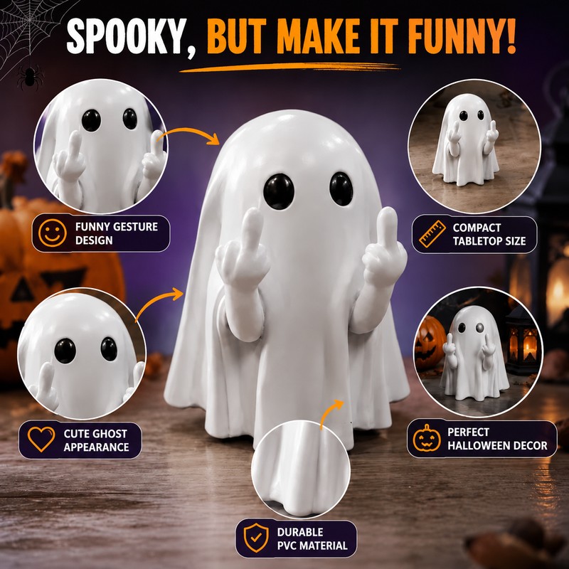 Funny Ghost Halloween Decoration Figurine for Home Display – Cute
