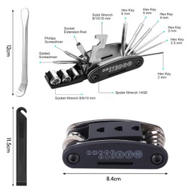 Lunyloer Bicycle Repair Kit, 16 in 1 Bicycle Tyre Repair Kit, Bicycle Inner Tube Repair Kit, Metal Tyre Lever for Cyclists, Motorcycles, Off-Road Vehicles, Inflatable Rubber