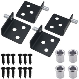 JJHXSM 2 Sets Stainless Steel Pivot Hinge Upper and Lower Pivot Hinge with Bushing L-Type Concealed Hinge Corner for Wooden Door Drawer Furniture Cabinet Wardrobe Display Cabinet Black