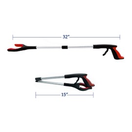 HPr-HPi 2-Pack Reacher Grabber Tool, Foldable Trash Picker Grabber, Trash Gripper, Garden Nabber, Litter Picker, Extended Grabber（Red/Red)