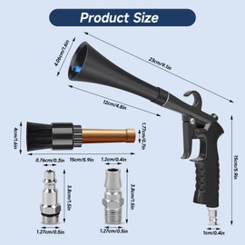 Car Cleaning Gun - High Pressure Air Blow Gun for Detailing, Wheel & Interior Cleaning, Dirt & Dust Blaster, Works with Air Compressor (Car Detailing Tools, Alloy Wheel Brush Compatible)