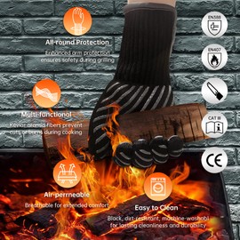 HandLove Aramid Barbecue Gloves, Heat Resistant up to 800°C, Oven Gloves, Oven Gloves, Fireproof Gloves, BBQ Gloves, Cooking Gloves, Oven Gloves, Inner Lining Made of Cotton