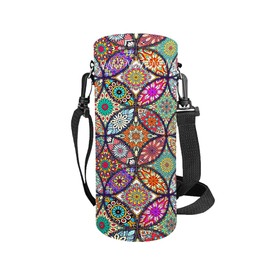 Muemigai Water Bottle Sling Storage 25 oz Adjustable Water Bottle Carrier Neoprene Portable Sling Bag with Straps Easy to Carry Pouch for Walking Traveling (Datura)