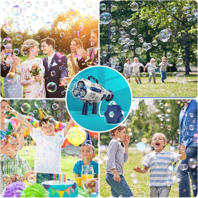 Babble Machine Gun 30 Holes Automatic Bubble Maker 3 Bottles