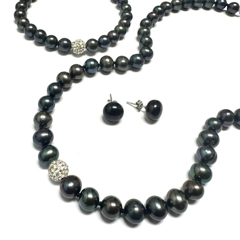 Oriente Pacific - Juego de Collar y Pulsera de Perlas