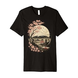 Japanese Sakura Garden Geisha Mount Fuji Cherry Blossom Premium T-Shirt