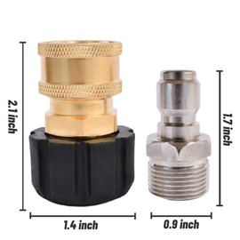xiangxu Pressure Washer Adapter Set, M22 to 3/8'' inch Quick Connect Kit for Pressure Washer Hose, M22 14mm to M22 Metric Fitting, 4500 PSI