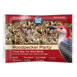 Blue Seal Woodpecker Party Suet Treat Bars for Wild Birds - No Mess Suet Feed, Food for Woodpeckers, Cardinals, Siskins, Sparrows & More - 8 oz Suet Feeder, Bird Seed Cakes (Pack of 12)