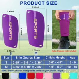 2 Pairs Soccer Shin Guards for Kids Teenagers Slide-in Shin Guards with EVA Padding & PP Shell–Extra-Lightweight Protective Shin Pads for Games Training & Extracurriculars (Purple, S)