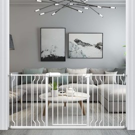 WAOWAO Baby Gate 66.93-71.61" Extra Wide Pressure Mounted Walk Through Swing Auto Close Safety White Metal Toddler Kids Child Dog Pet Puppy for Stairs,Doorways,Kitchen