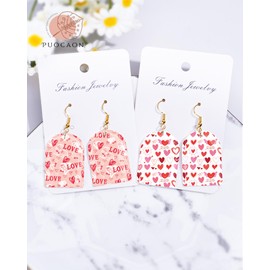 Puocaon Valentines Clay Transfer Paper - Love Polymer Clay Transfer Paper for Jewelry Earrings Making, Cute Flip Pink Heart Polymer Clat Jewelry Transfer Sheets