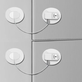 Refrigerator Door Lock, Set of 2 Refrigerator Locks with 4 Keys Child Safety Lock Set for Appliances Kitchen Cabinet Refrigerator Door Refrigerator Cabinet Drawer (Square 3 - Black - 2 Pieces)