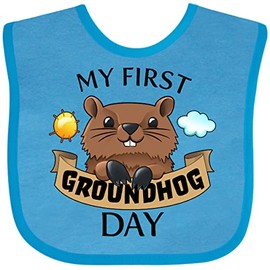 inktastic My First Groundhog Day- Cute Baby Bib Turquoise 33e90