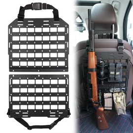 Pridefend Heavy Duty Rigid Tactical Seat Back Gun Rack with Molle Panel Vehicle Gun Holder,All-Steel Tactical Seat Back Organizer for Hunting Rifles/Shotguns