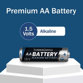 TenderGentle Double AA Batteries 24 Pack - Alkaline AA Batteries for Office and Household Items - No Mercury or Cadmium