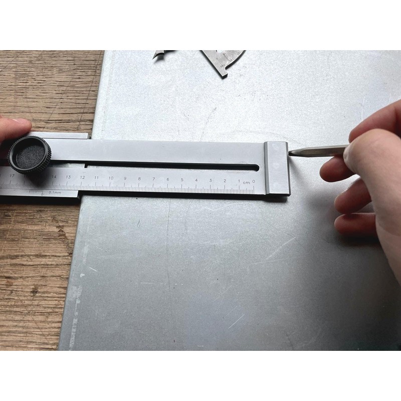WRS Precision Marking Gauge, Matte Chrome-Plated, Lasered Scale, mm Graduation,