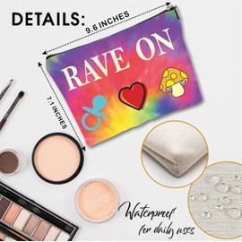 DYIRBIIY Tie Dye Cosmetic Bag, Cute Elements Make Up Linen Bag, Rave On! Toiletry Bag, Zipper Pouch For Travel & Daily Uses, Gift For Girls, Bags & Accessories - 11