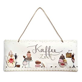 Grätz Verlag Tin Sign, “Kaffee Zeit”, Metal Sign, Wall Decoration, for Hanging up, Door Sign, Landscape Format, for Kitchen or Dining Room, Great Gift for Housewarming or Topping Out Party