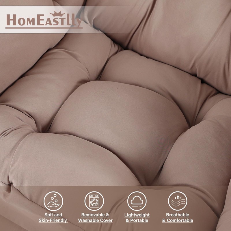 Lazy Chair, Comfy Reading Accent Chair for Bedroom, Khaki