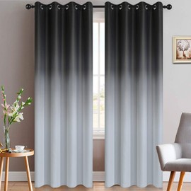Yakamok 84 Inch Long Room Darkening Ombre Curtains for Bedroom, Thermal Insulated Window Drapes Black and Greyish White Gradient Curtains with Grommet for Living Room(52 Inch Width, 2 Panels)