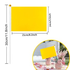 KERDA 25 Pack Solid Yellow Flags Small Mini Yellow DIY Graffiti Flags on Stick,Party Decorations for Grand Opening,Kids Birthday,Carnival,5x8 Inches